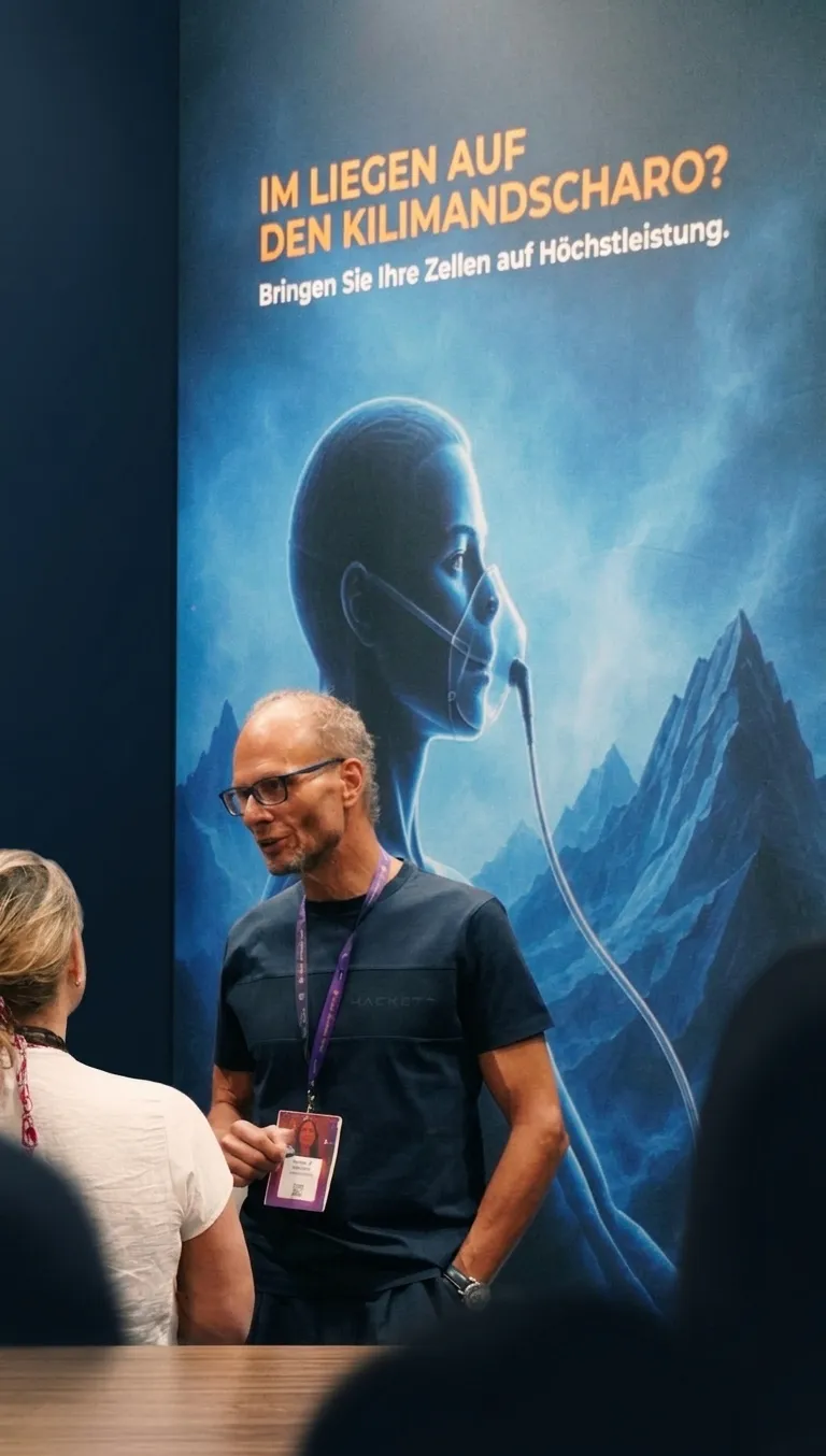 Jürgen Reinmuth im Beratungsgespräch am Stand des IHHT-Therapiekonzepts